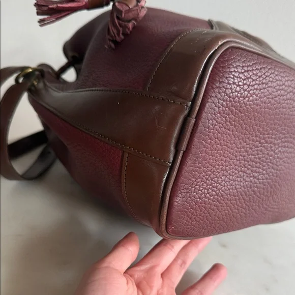 Dooney & Bourke Elegant Burgundy Leather Bucket Bag - Picture 6 of 11